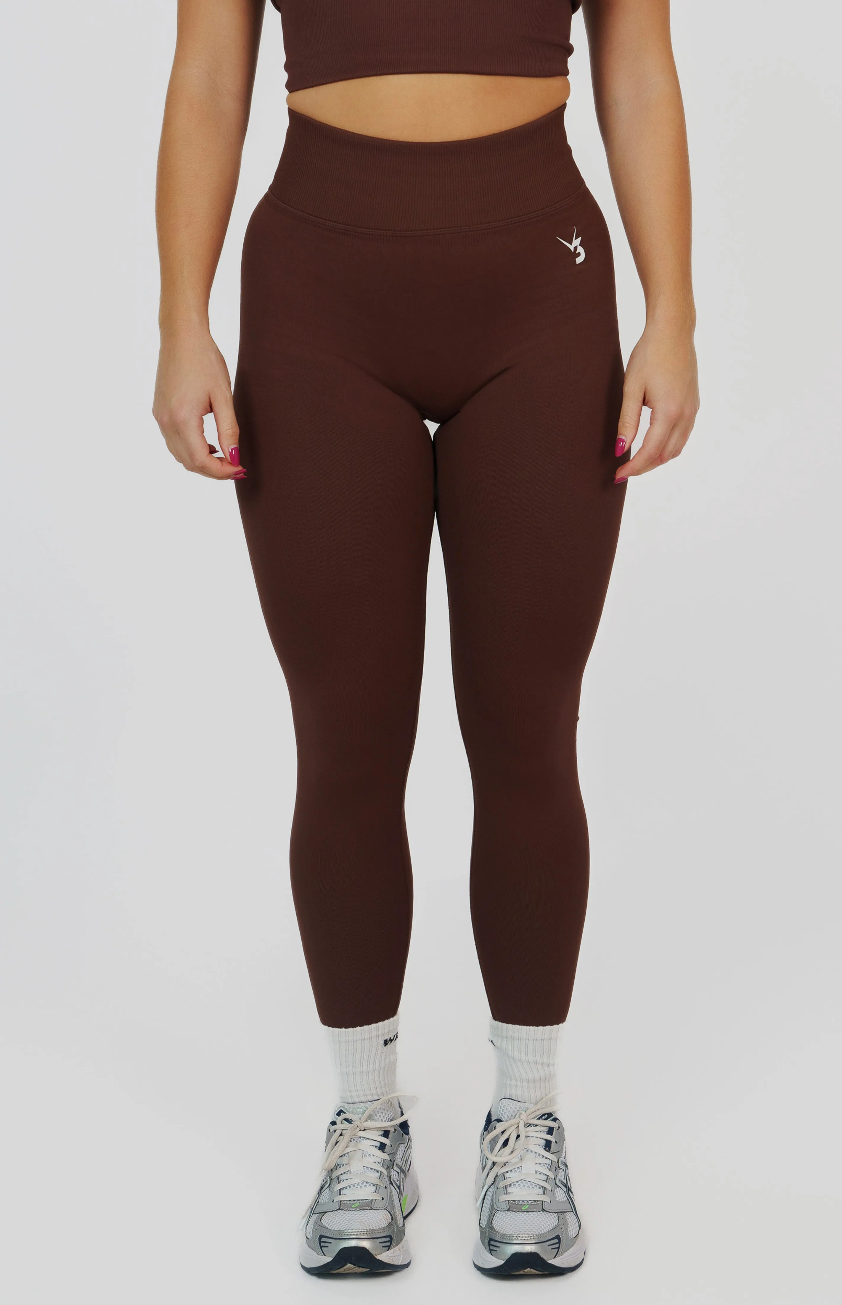 Durable Stitch All Ages Compression Comfort Form Seamless Scrunch Leggings - Chestnut Brown