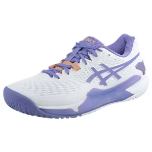 Asics Women's Gel-Resolution 9 - D Width - White/Amethyst Hyper Breathable Construction