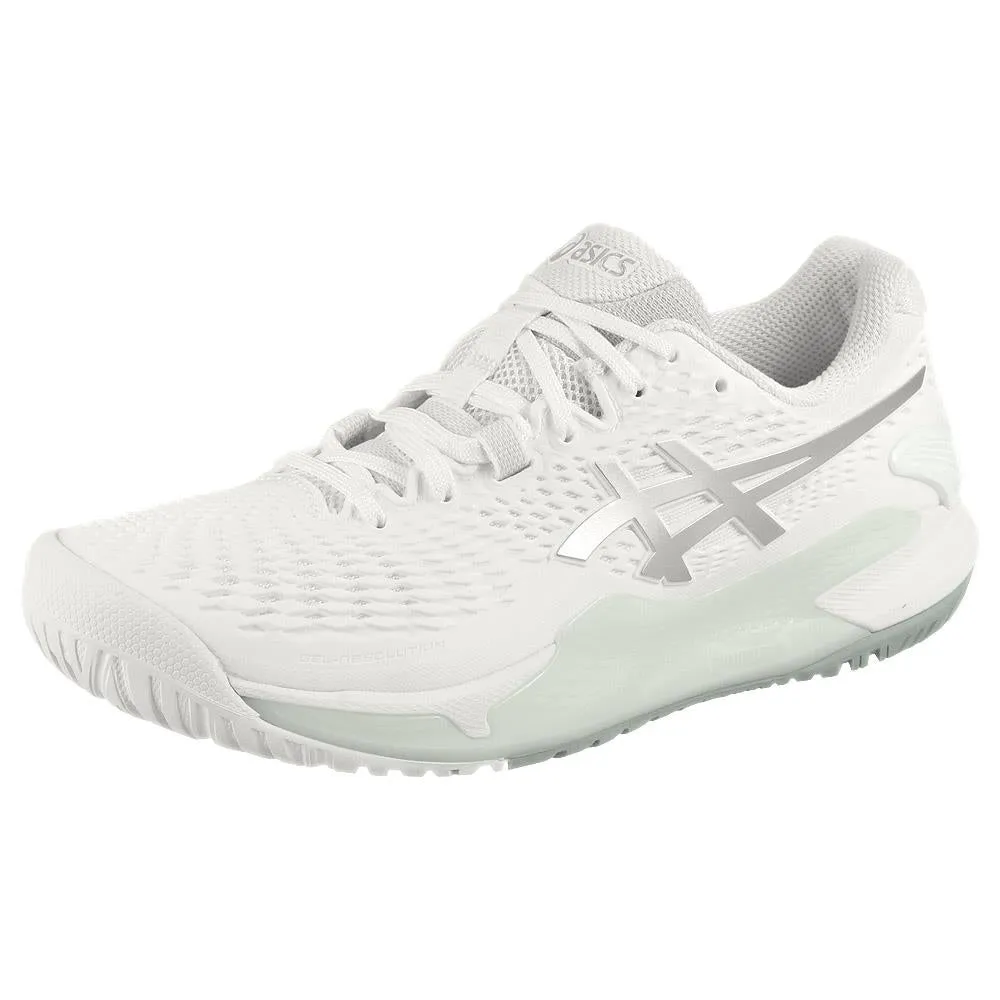 Asics Women's Gel-Resolution 9 - White/Pure Silver anti slip grip Flex support