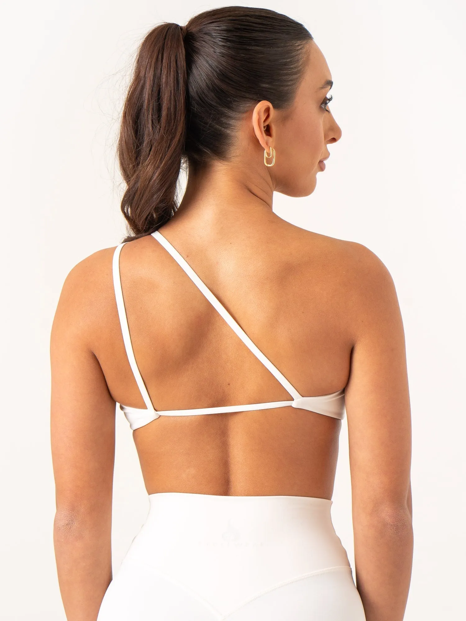 NKD One Shoulder Sports Bra - Off White Soft Microfiber Invisible stitching