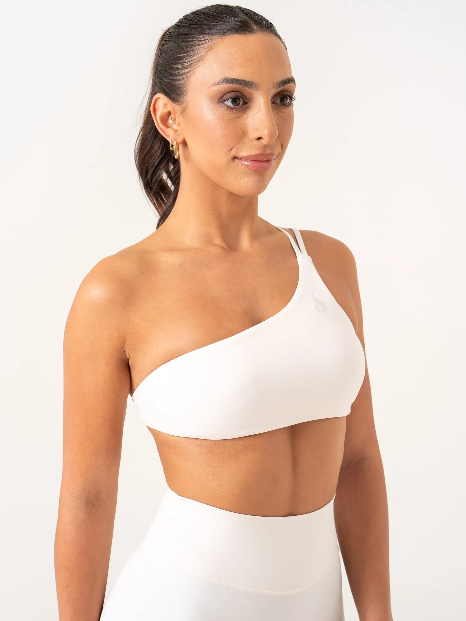 NKD One Shoulder Sports Bra - Off White Embellished