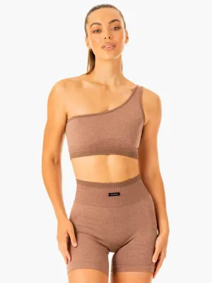 Outdoor Clothing Excel Seamless One Shoulder Sports Bra - Mocha Marl