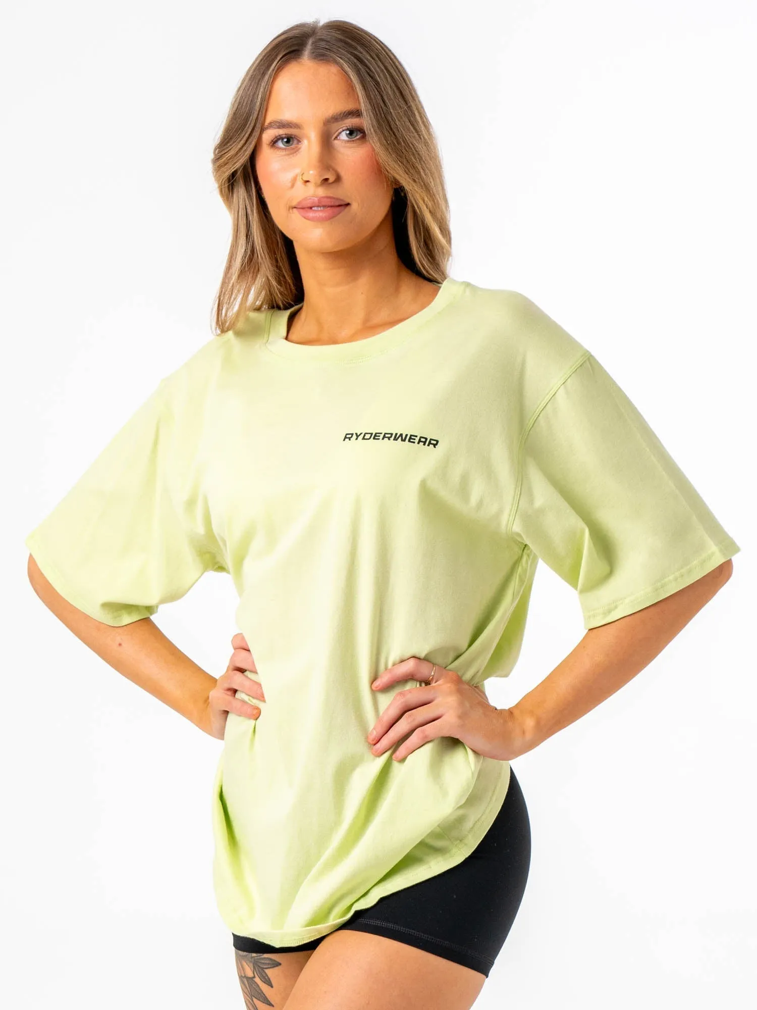 Energy Oversized T-Shirt - Lime Soft Cotton Feel Urban Comfort