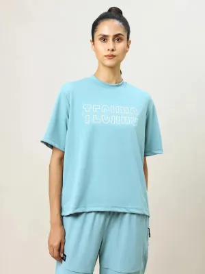 Women Printed Boxy Fit Crew Neck T-shirt with TECHNO COOL  Relaxed Flex