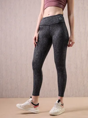 Women Printed Slim Fit Tights with ELASTO PLUS Studio Practice Luxury Choice Pro Athlete Mesh Panel