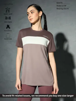 Classic Outfit Style Women Colorblock Slim Fit Round Neck Sports T-shirt with TECHNOCOOL 