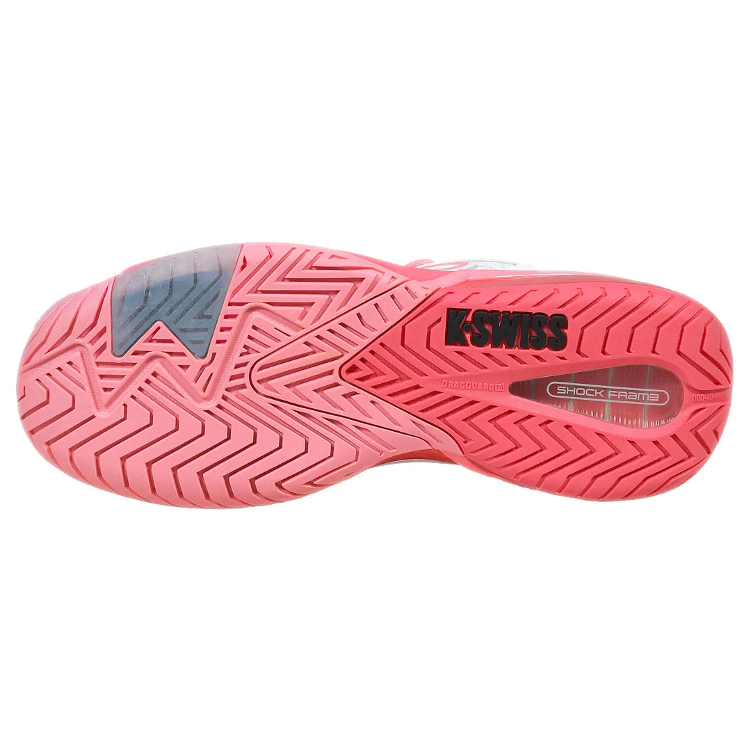 Slip On Shear Reduction Technology K-Swiss Women's Ultrashot 4 - White/Neon Pastel Pink