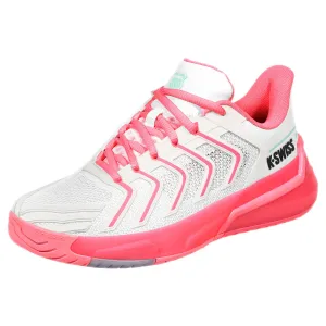 K-Swiss Women's Ultrashot 4 - White/Neon Pastel Pink vibration damping