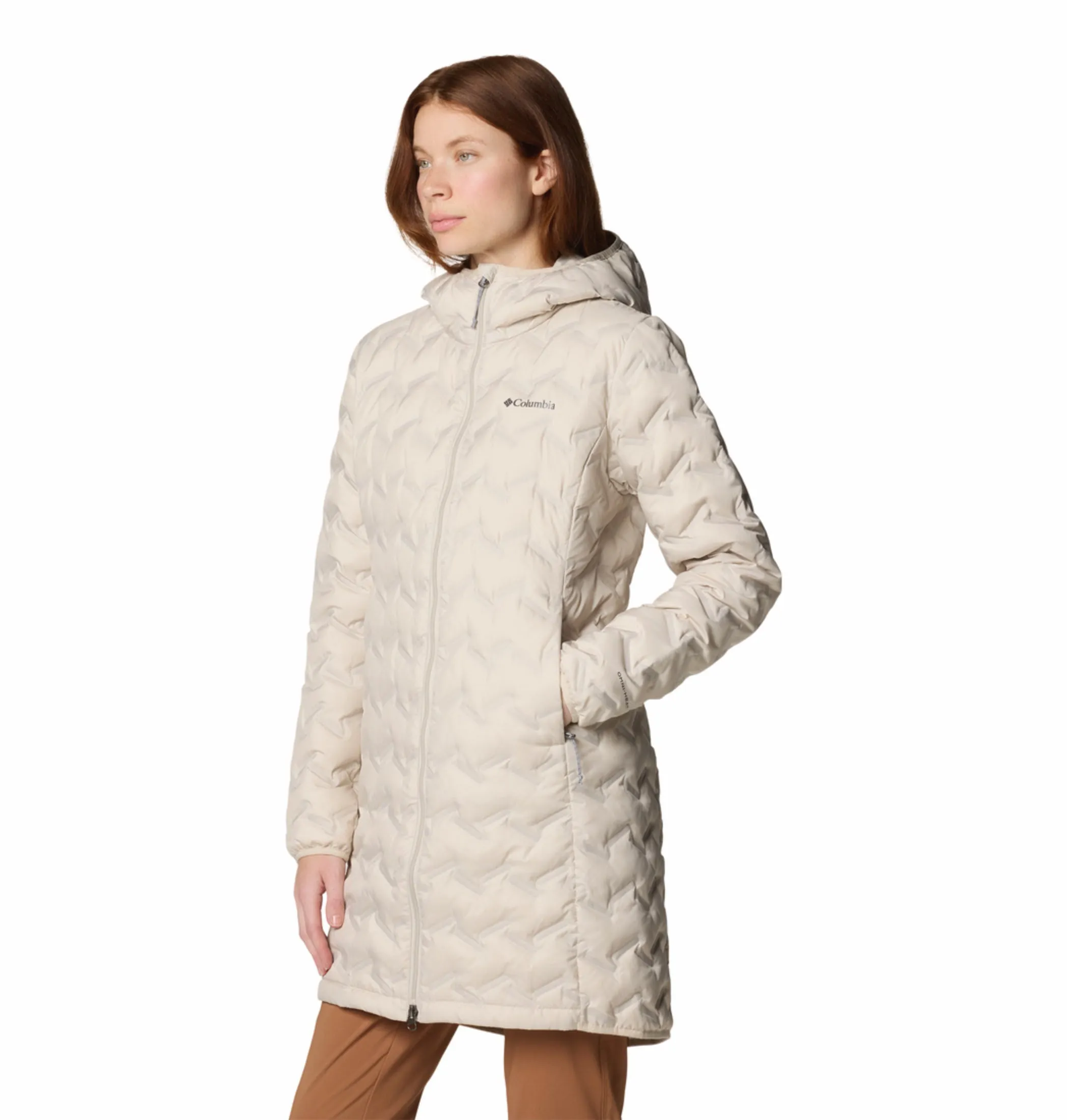 music concert AdjustableHood Columbia Women Beige HEAT SEAL Delta Ridge II Down Jacket