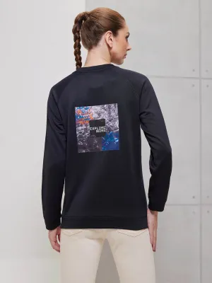 Women Printed Slim Fit Crew Neck Pullover with ELASTO PLUS product chambray casualness
