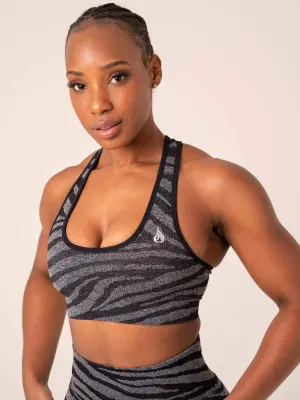 Zebra Seamless Sports Bra - Grey Marl / Black Zebra teen clothing Bright