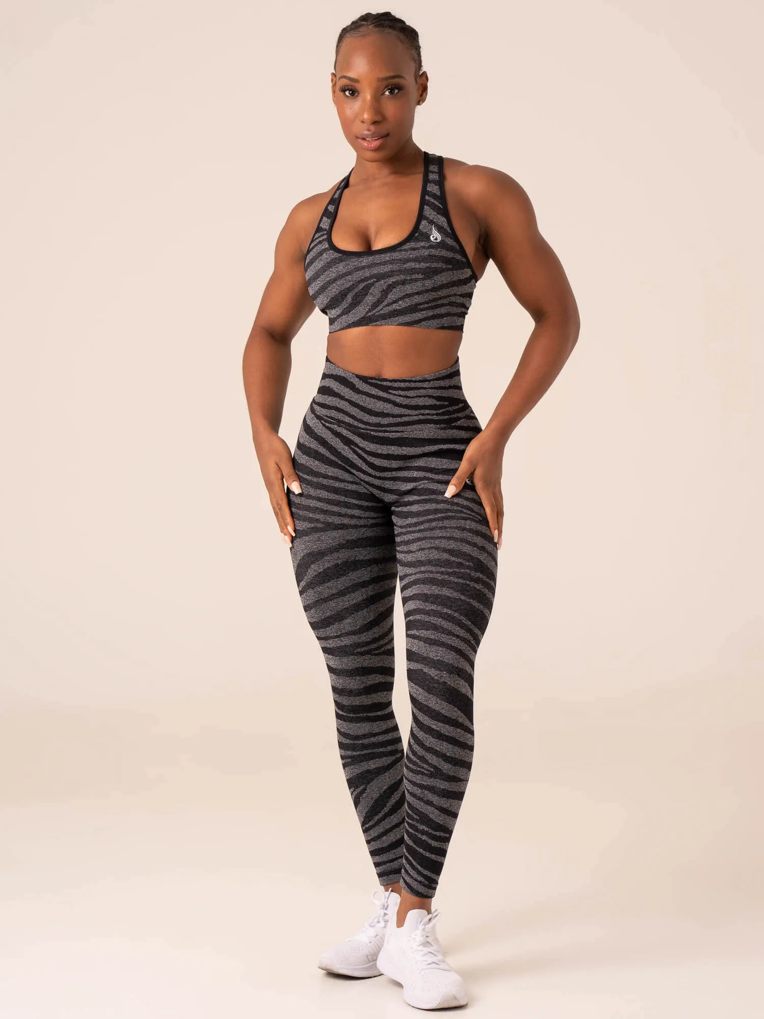 Zebra Seamless Sports Bra - Grey Marl / Black Zebra Different sizes seams