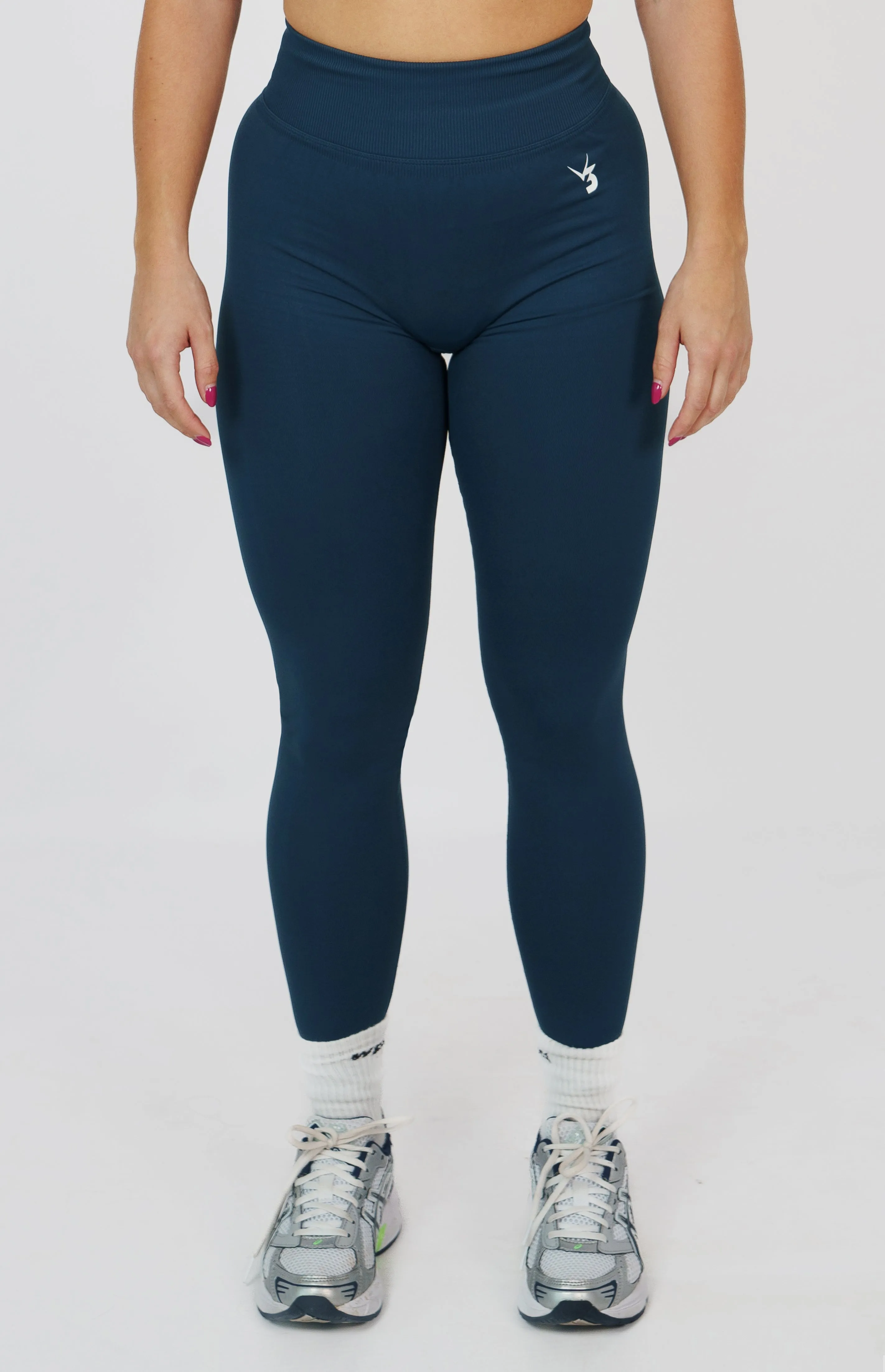 Mesh Ventilation Zones Form Seamless Scrunch Leggings - Deep Turquoise