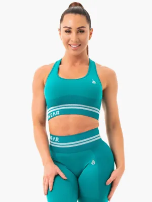 Lightweight Padding Freestyle Seamless Longline Sports Bra - Teal