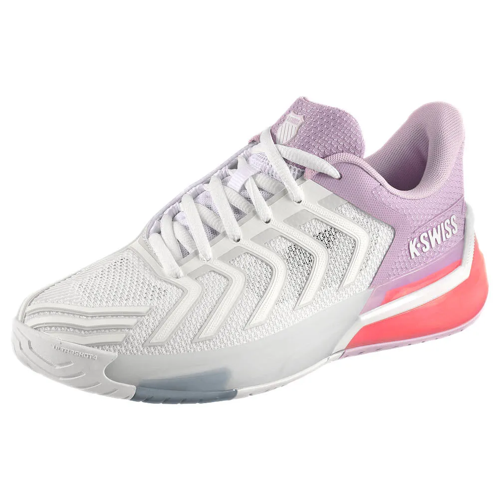 K-Swiss Women's Ultrashot 4 - White/Orchid Petal Neutral Foot Strike