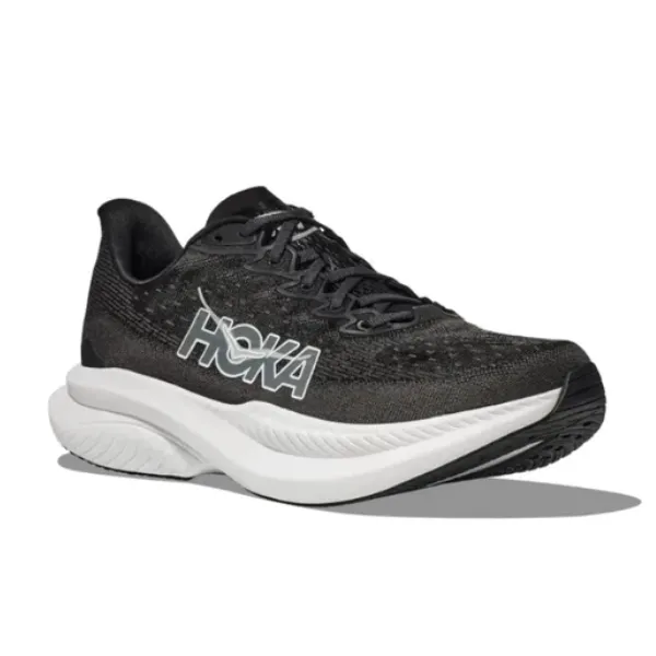 HOKA Women's Mach 6 (Wide Width) Black/White narrow - fitting