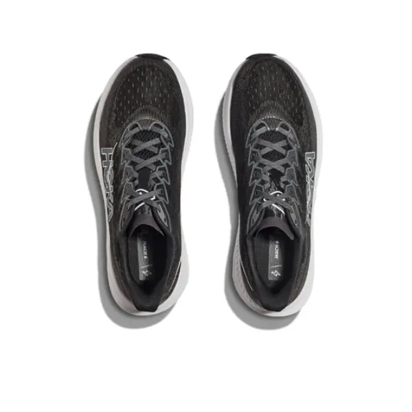 HOKA Women's Mach 6 (Wide Width) Black/White running in a state park shoes