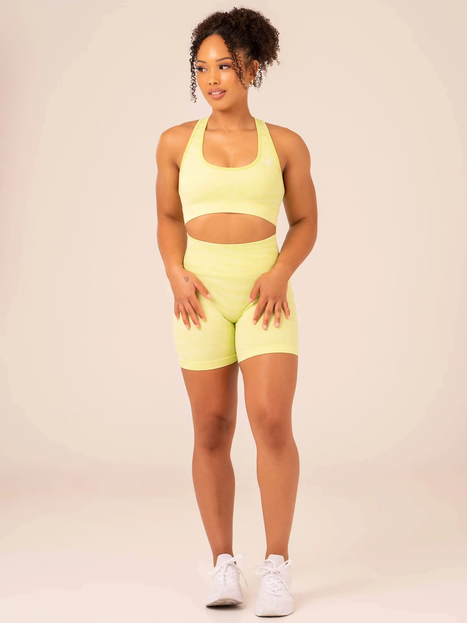 Zebra Seamless Sports Bra - Lime Zebra Flexible Design