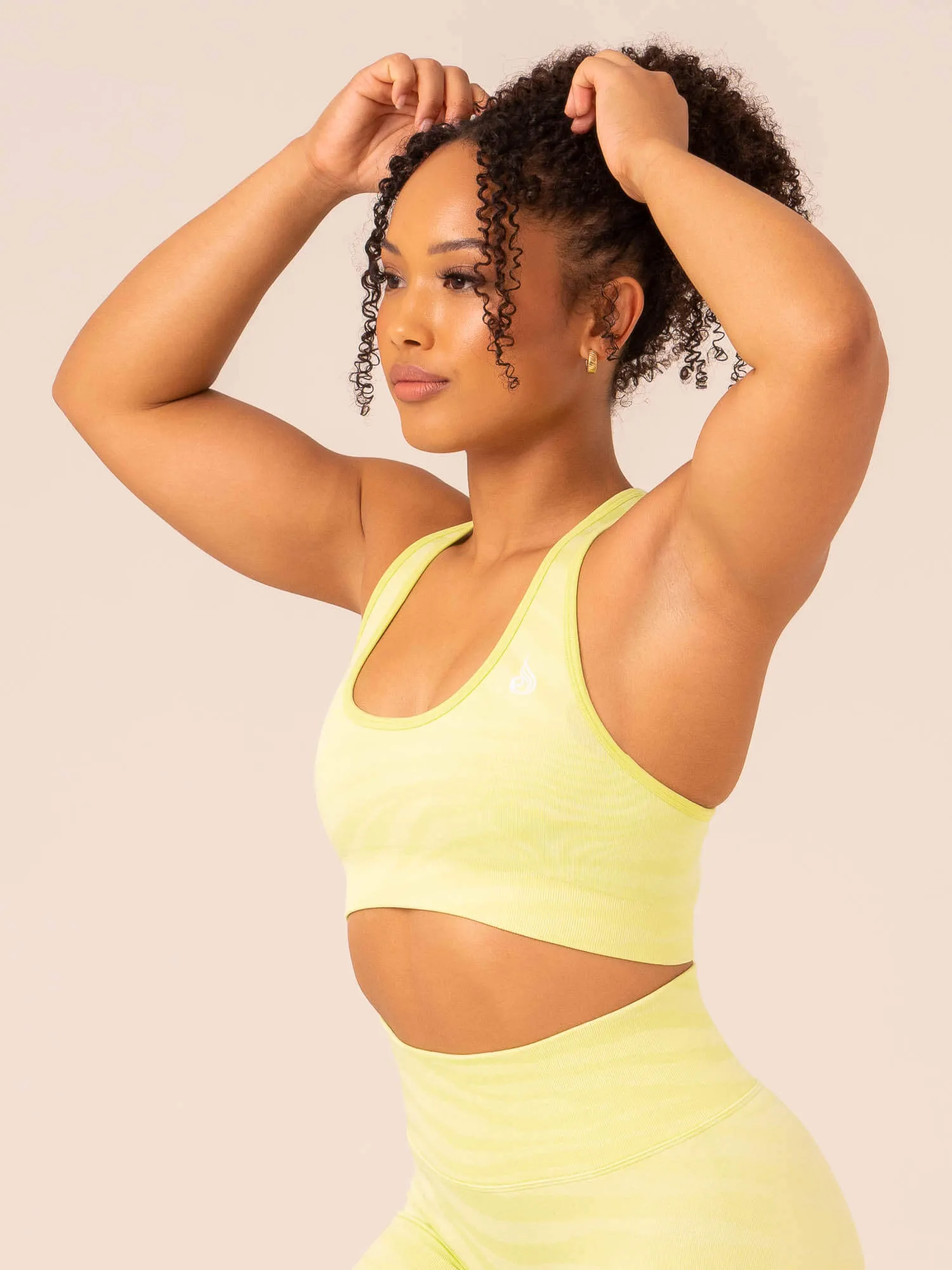 Spaghetti straps seams Zebra Seamless Sports Bra - Lime Zebra