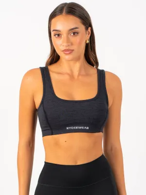 colorful Glued seams Enhance Seamless Sports Bra - Black
