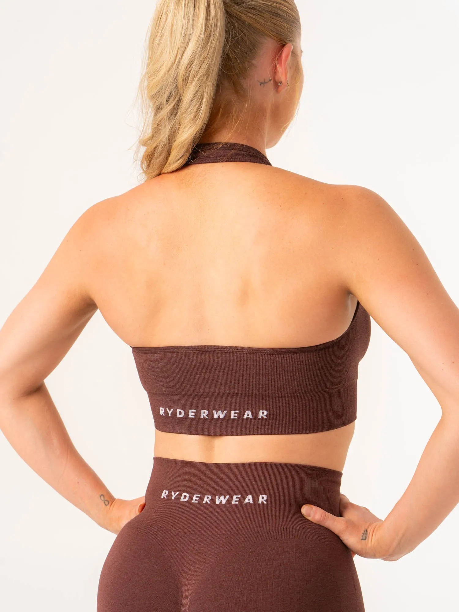 Secure Comfort Lightweight Bra Contour Halter Bra - Chocolate Marl