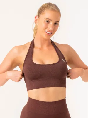 Contour Halter Bra - Chocolate Marl Smooth Edges
