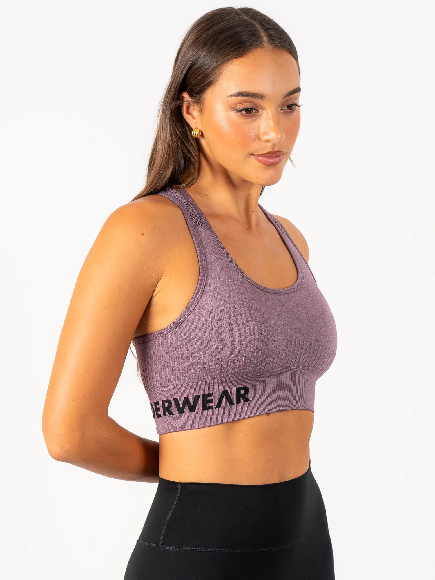 Sports teams Cap-sleeved Seamless Staples Sports Bra - Purple Marl