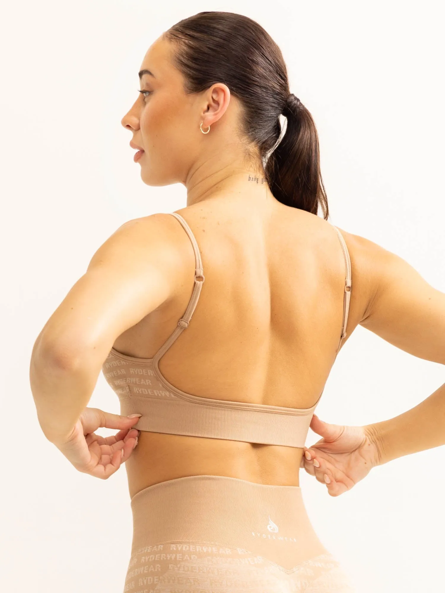 colorful Logo Lux Seamless Sports Bra - Tan