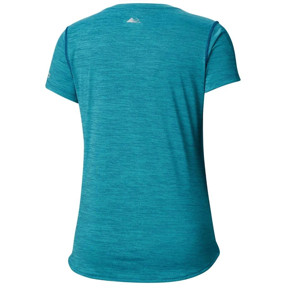 Columbia Women Blue Trinity Trail 2.0 Graphic Short Sleeve (Sun Protection) Stretch waistband