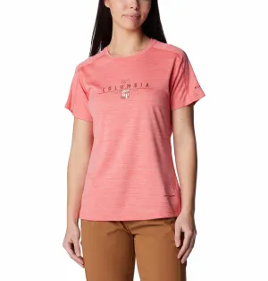 Columbia Women Red W Zero Rules Graphic Crew (Sun Protection) Cool Fit Chic Comfort Wear