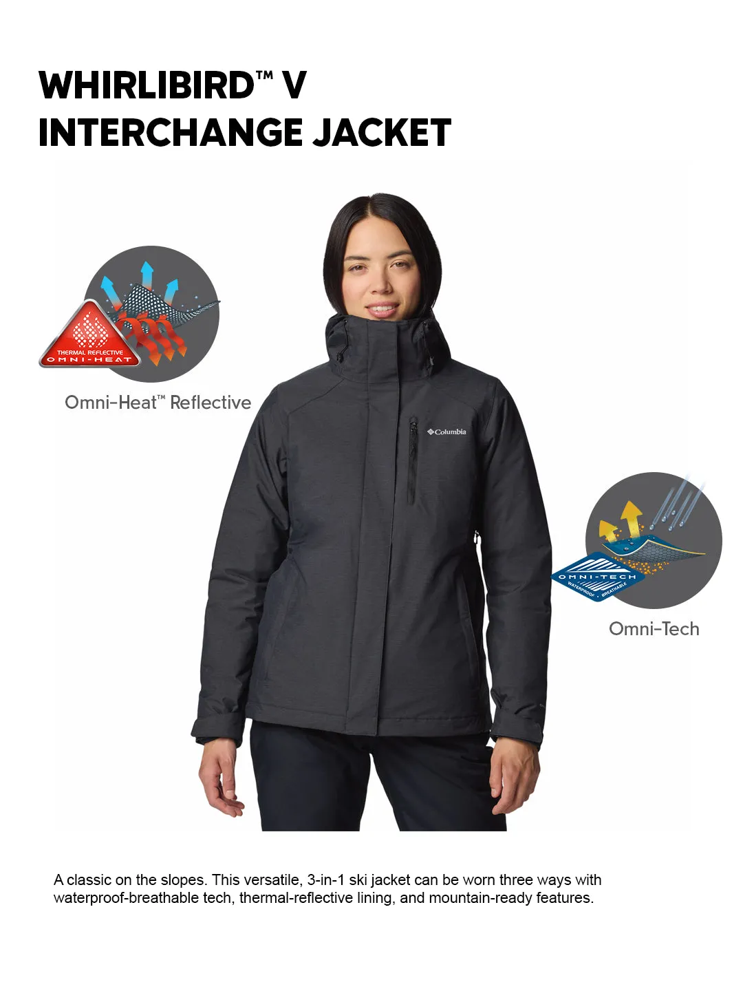 Wardrobe anniversary event Columbia Women Black OmniHeat Reflective Whirlibird V Interchangeable Jacket