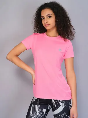 Circular Knit Construction Women Solid Slim Fit Crew Neck T-shirt with TECHNO COOL