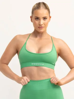 Lift 2.0 Seamless Sports Bra - Apple Green Embroidered edges