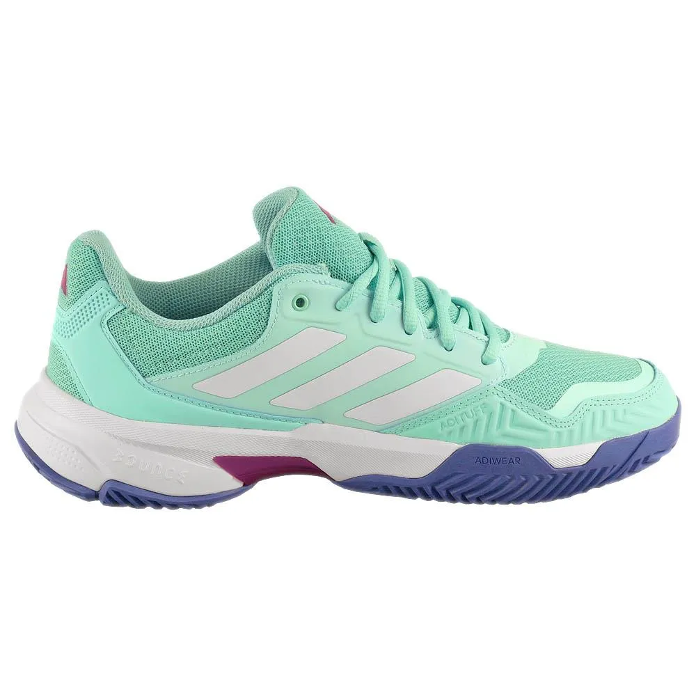 Anatomical shape Hyperflex Grooves adidas Women's CourtJam Control 3 - Semi Flash Aqua/White