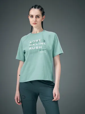 Flexible Neckline AllSeasonWear Women Printed Relaxed Fit Round Neck T-shirt with ELASTOPLUS