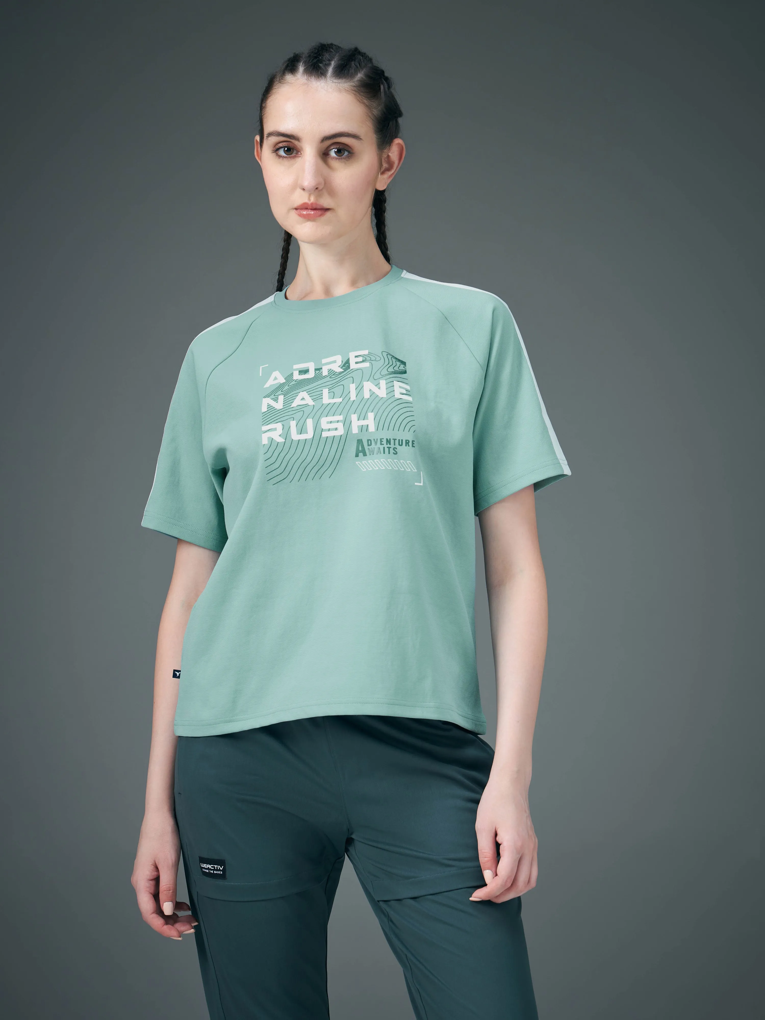 Soft Wearable Soft Texture Women Printed Relaxed Fit Round Neck T-shirt with ELASTOPLUS