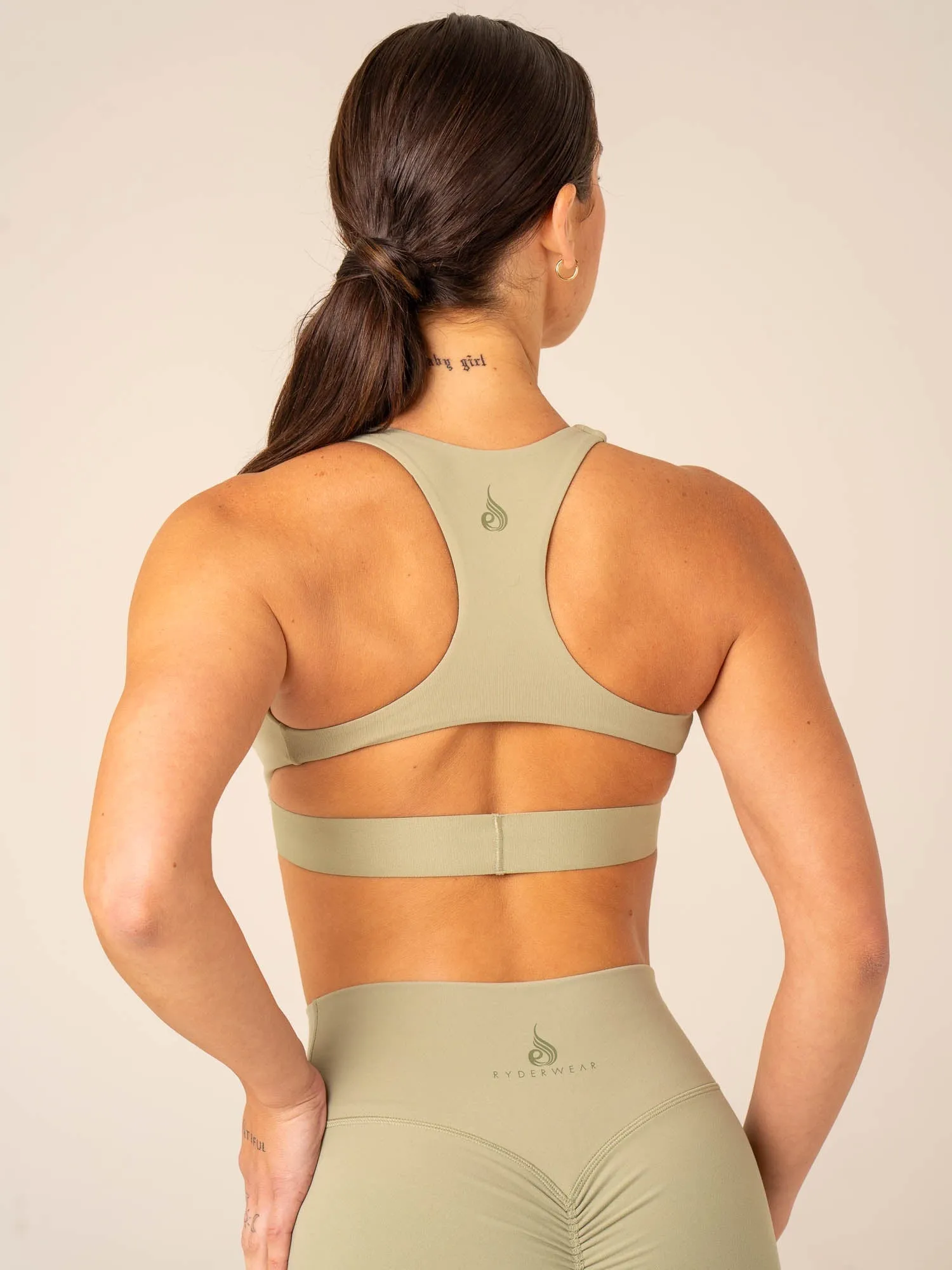 Prime Sports Bra - Olive Joint Support V-neck seams