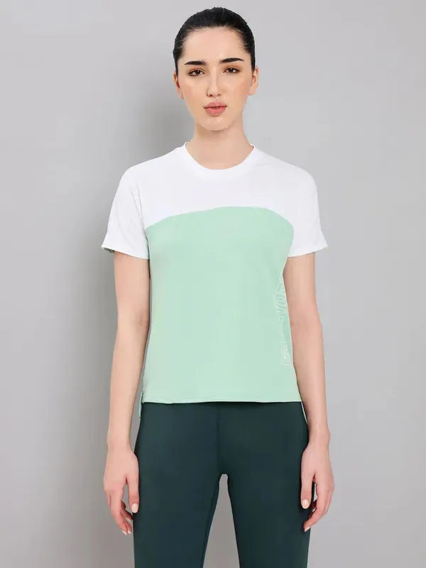 Casual Flex Fit thermal Women Colorblock Slim Fit Crew Neck T-shirt with TECHNO COOL 