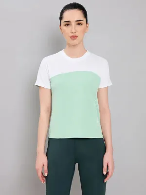 Active Layers Good stretch Women Colorblock Slim Fit Crew Neck T-shirt with TECHNO COOL 