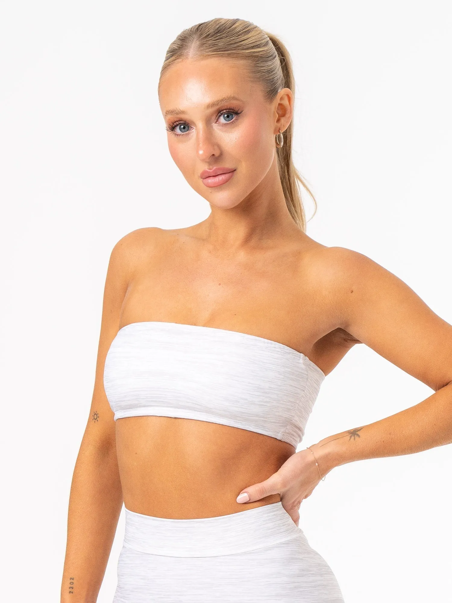 NKD Bandeau - Grey Marl Satin Ribbed waistband