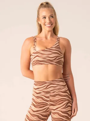 Training Sessions Unstoppable One Shoulder Sports Bra - Mocha Zebra