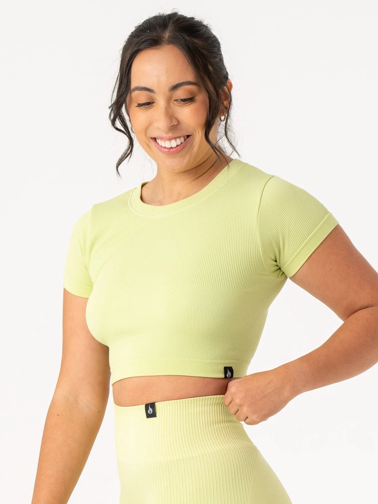Vegan Rib Seamless T-Shirt - Lime