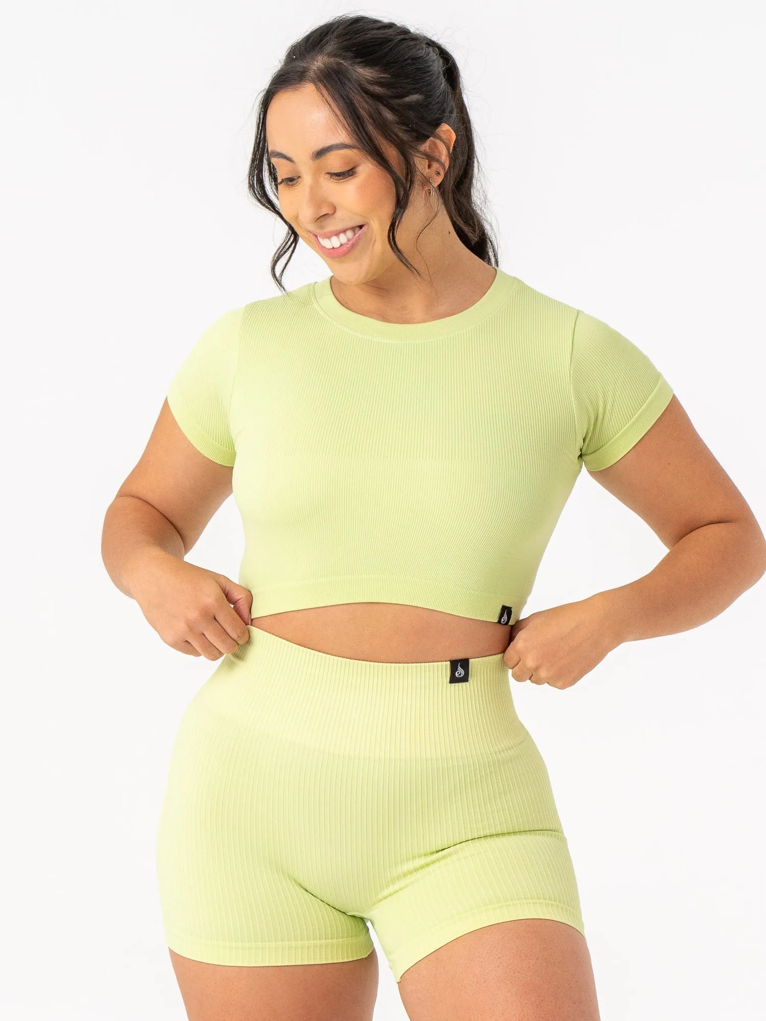 windproof Rib Seamless T-Shirt - Lime