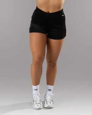 Reflective Trim Detail factory work Velour Short - Black