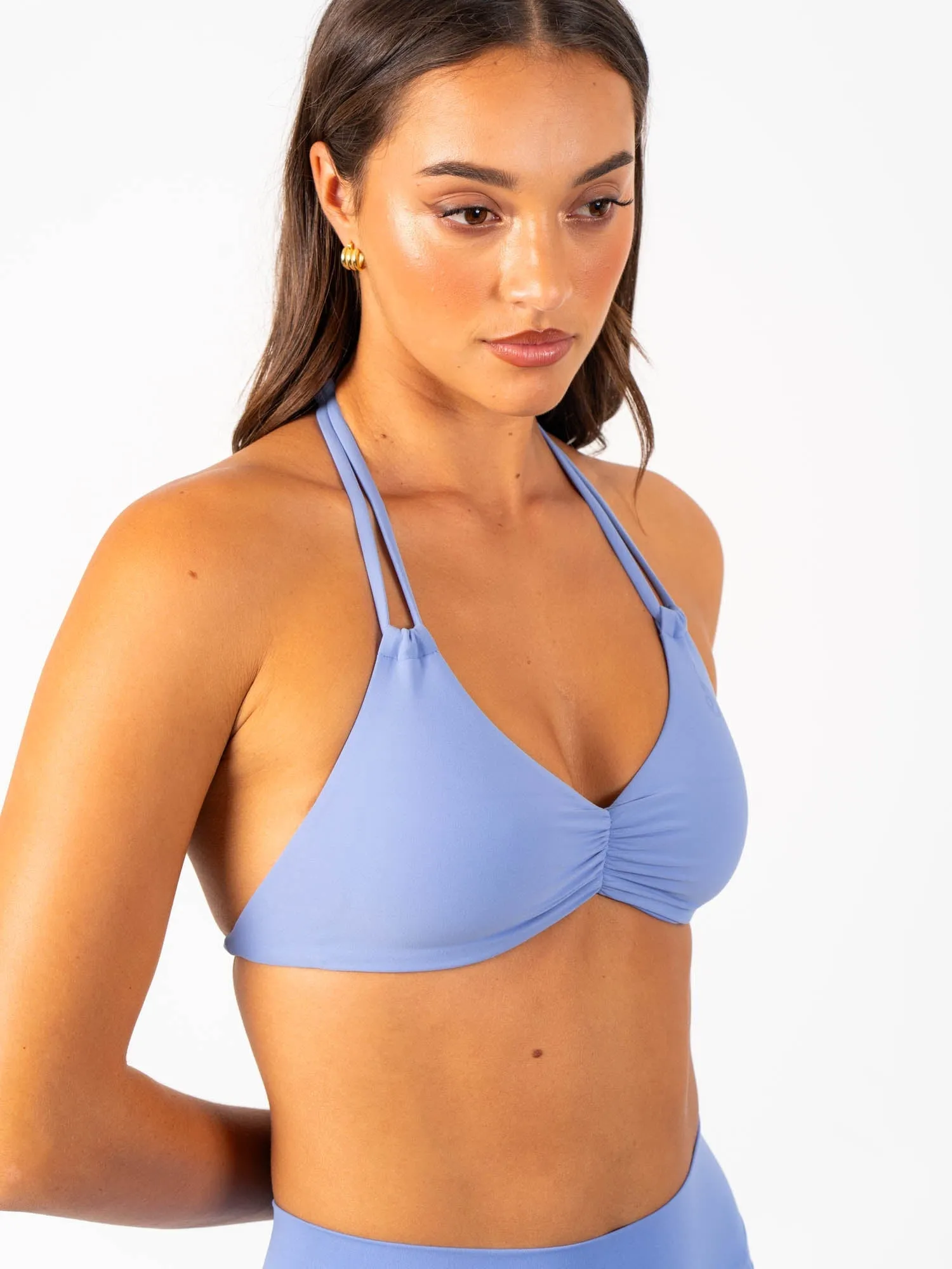 NKD Twin Strap Halter Bra - Dreamy Blue Crossback Plus Size