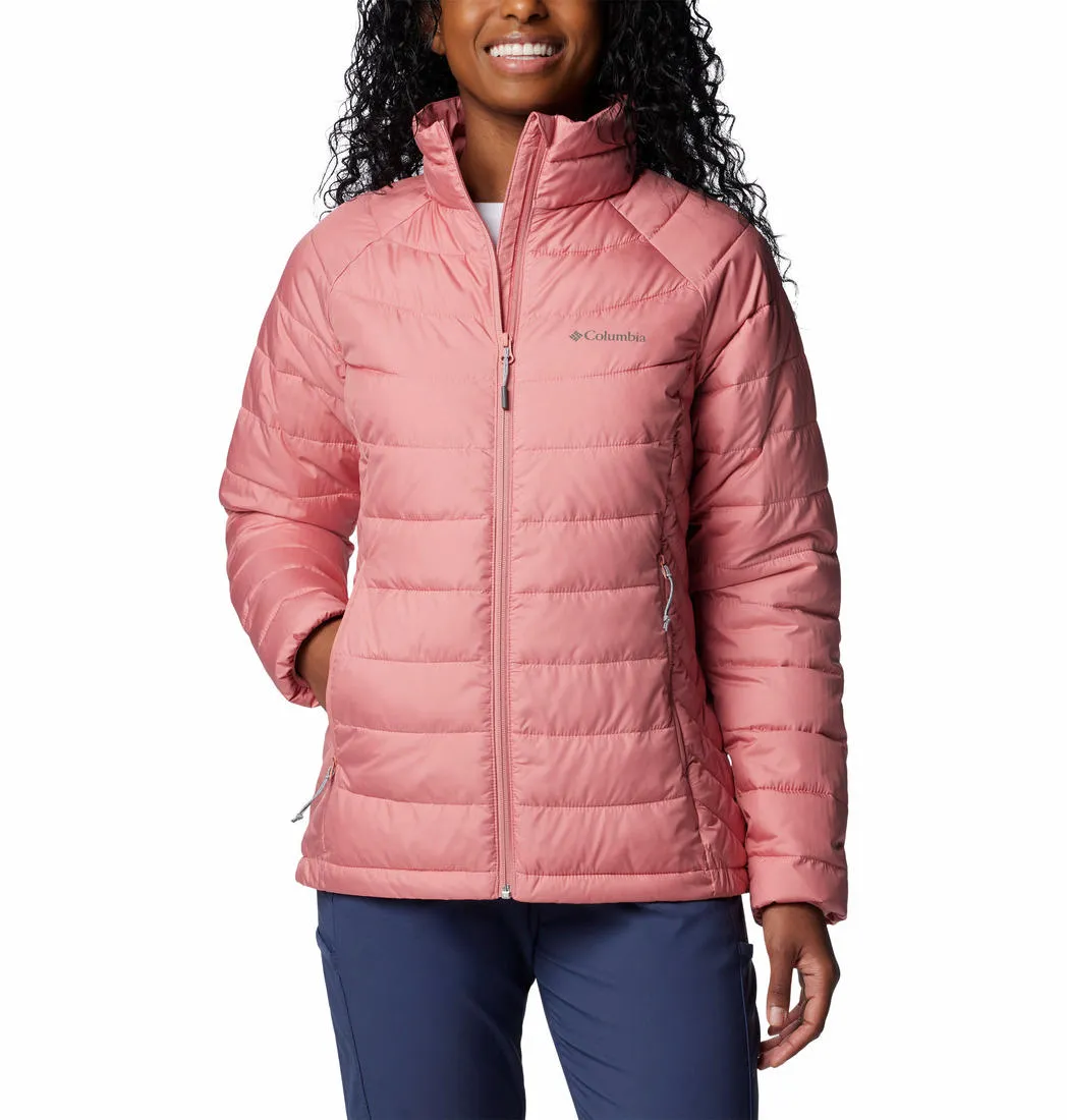 Columbia Women Pink Powder Lite II Full Zip Jacket Detect Foldable Collar Design