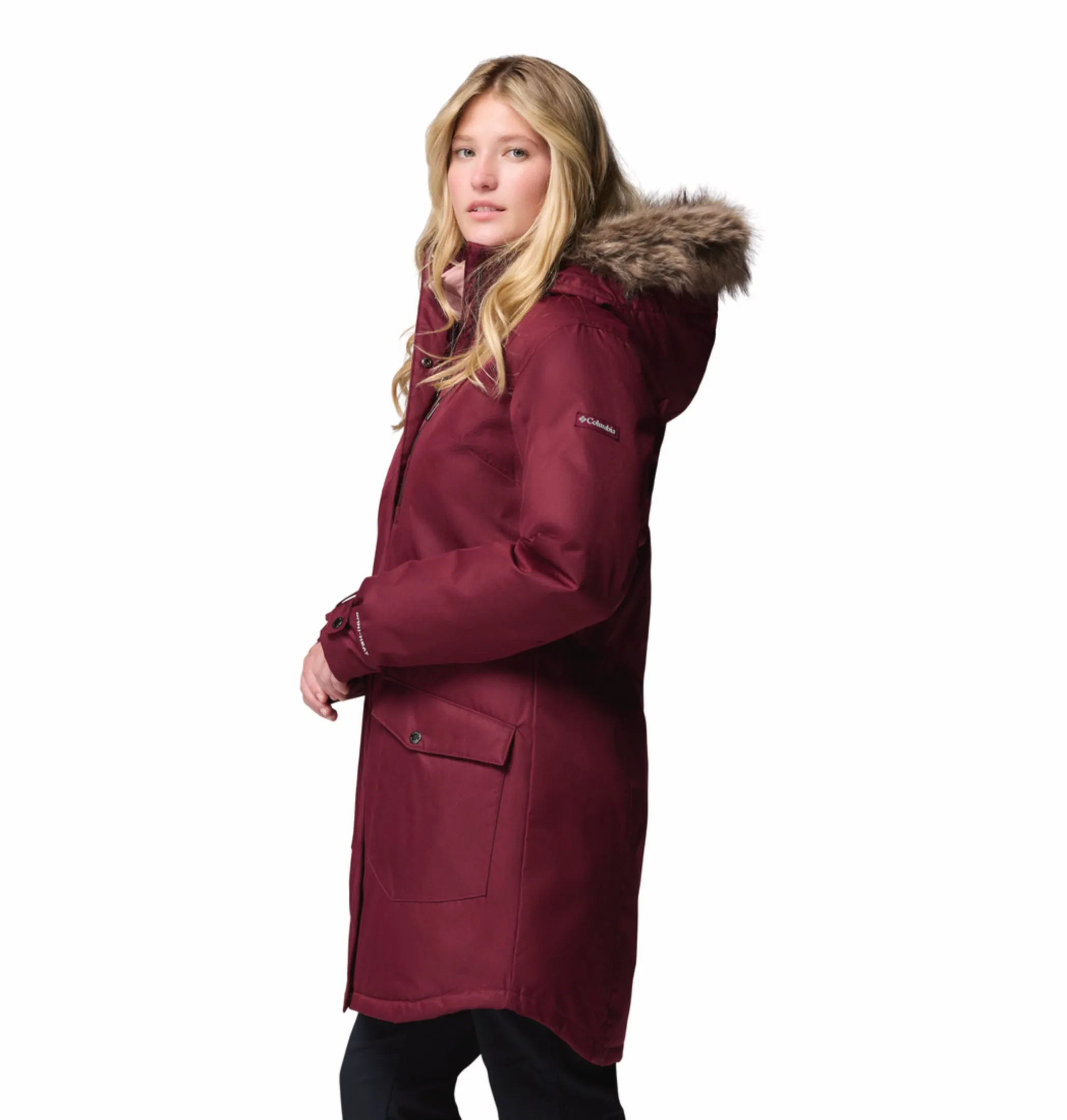 Columbia Women Maroon OmniHeat Reflective Suttle Mountain Insulated Jacket Oversized brand - new