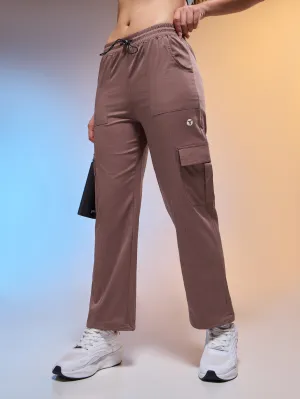Bound Edges Women Solid Slim Fit Sports Cargo Trackpants with TS FLEXI