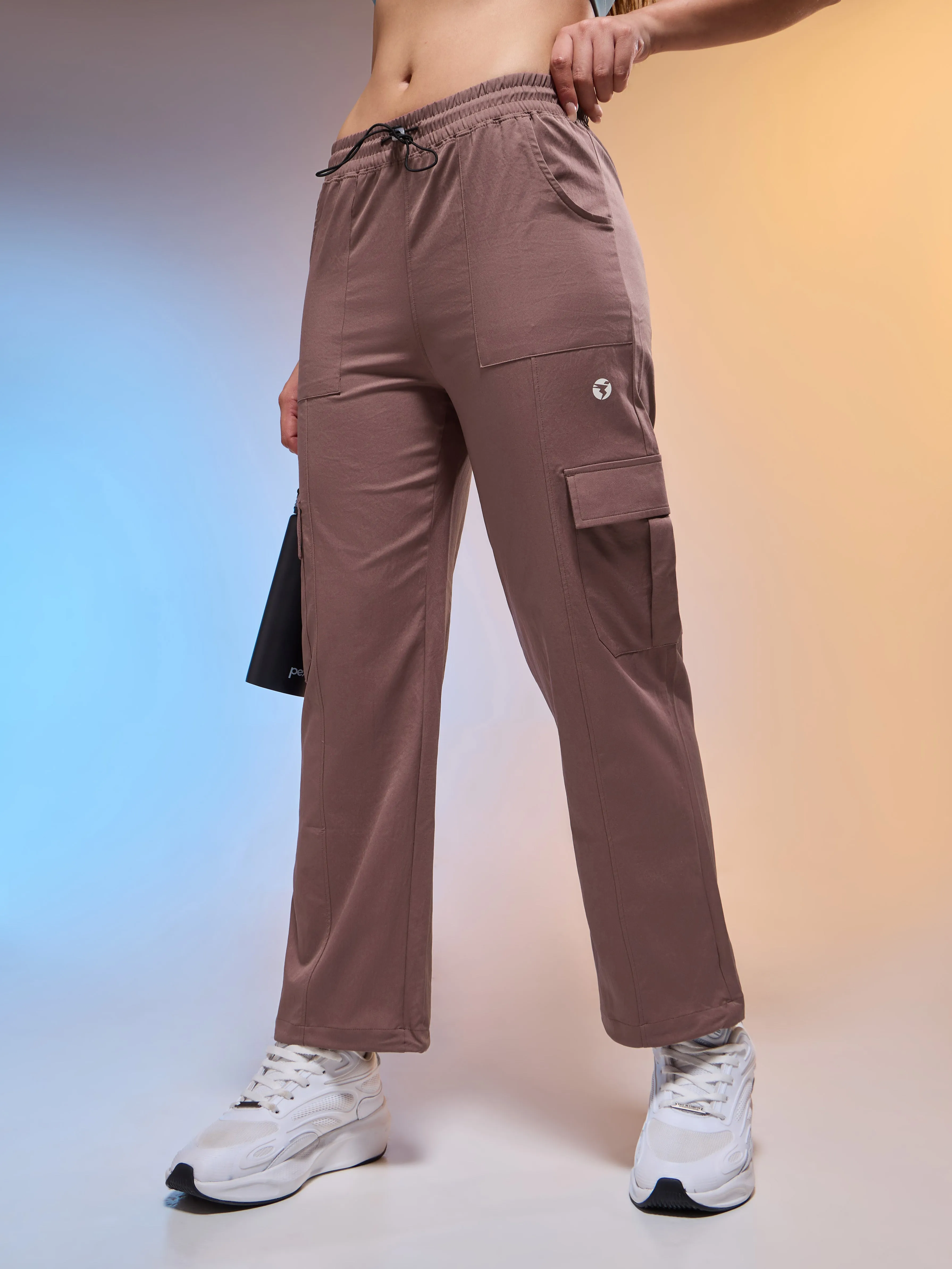 Training Performance Sole Training Comfort Women Solid Slim Fit Sports Cargo Trackpants with TS FLEXI