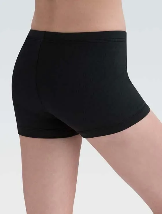 Black Nylon/Spandex Mini Workout Shorts Seamless Comfort